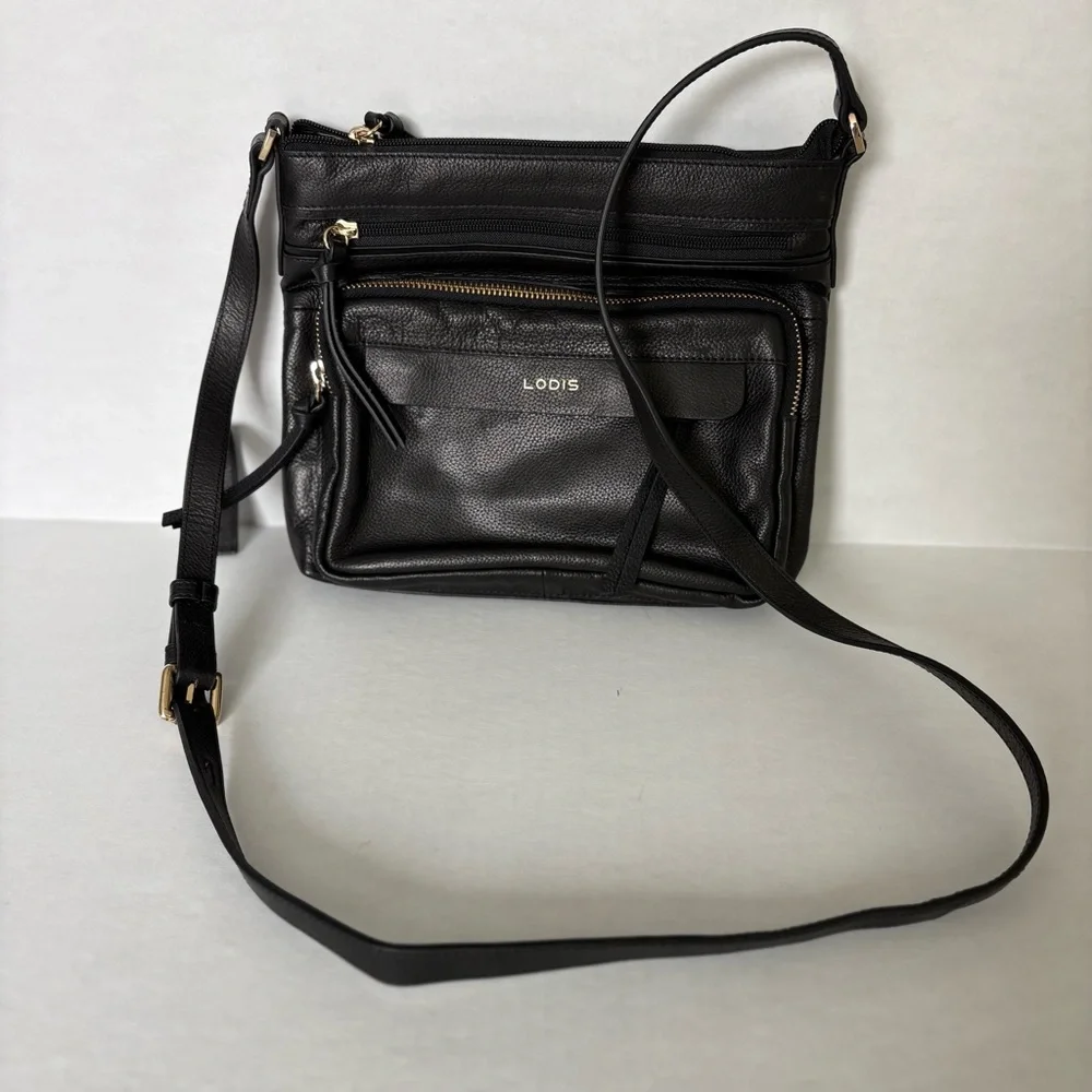 NWOT LODIS Black Leather Crossbody Bag